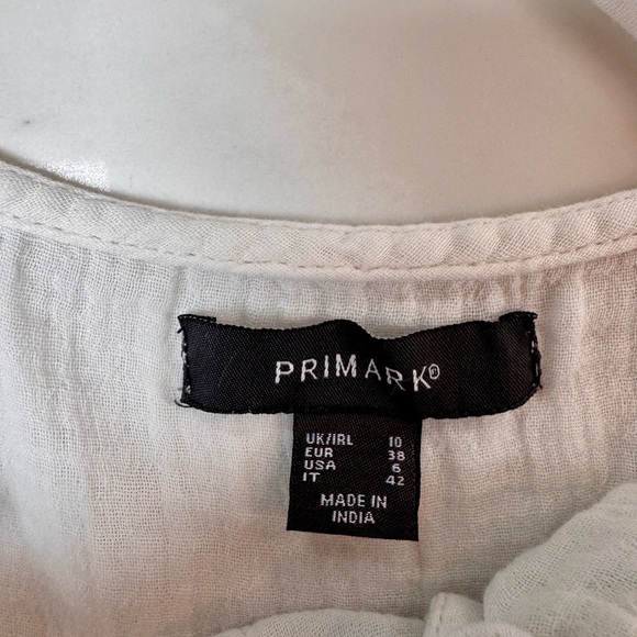 Primark White Linen Button Front Tie Waist Romper Size 6 Summer - Picture 7 of 7
